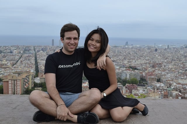 One girl from Indonesia and a boy from Barcelona unite the two places and travel together. (Bunker del Carmel (Turó de La Rovira), Barcelona)