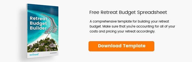 Retreat planning template booklet with an orange download button