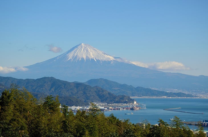 View of Mount Fuji across Shizuoka City