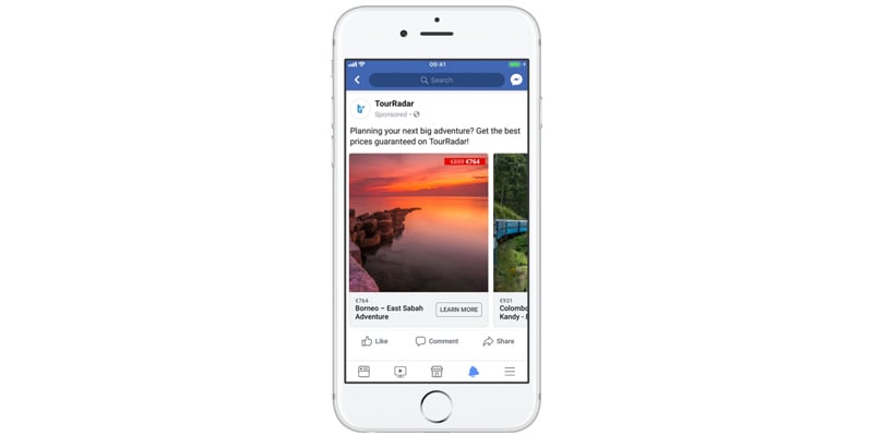 TourRadar Facebook ad examples